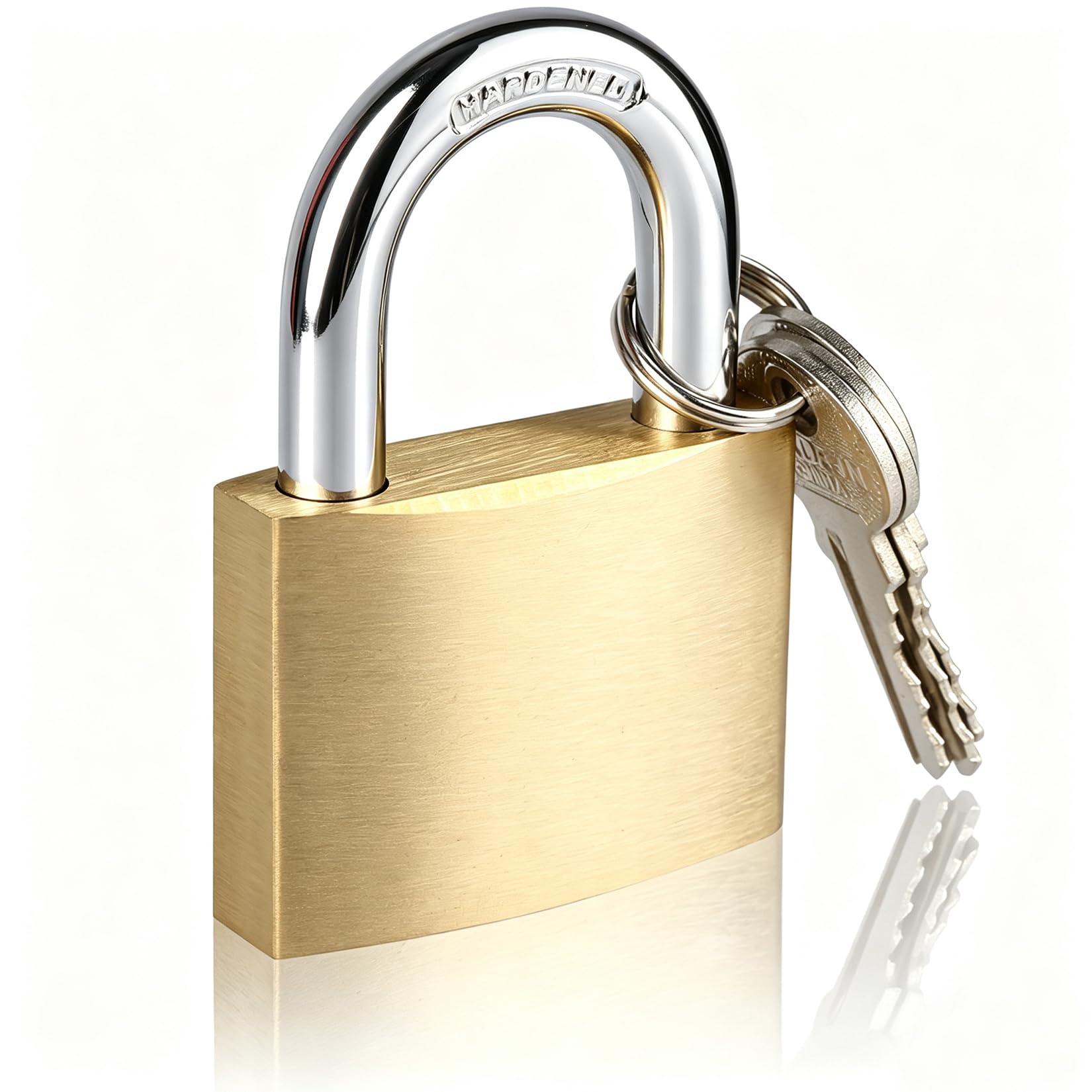 Solid Brass Padlock with 3 Keys, 50mm Wide Lock Body High-Security